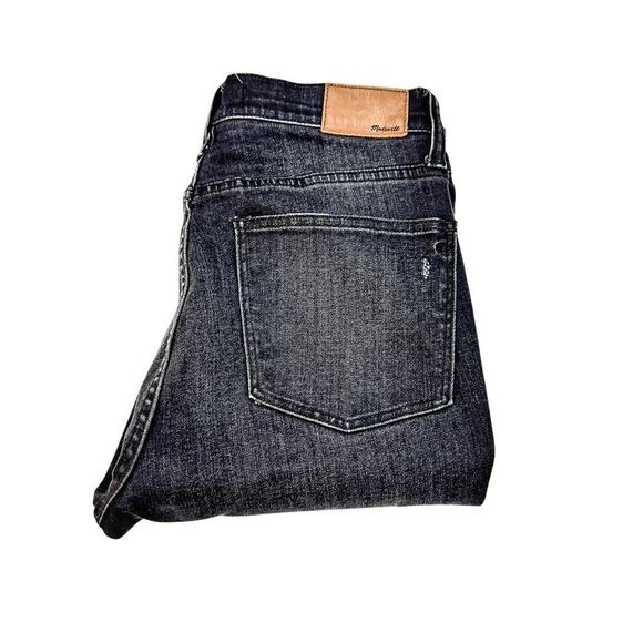 Madewell High Riser Skinny Charcoal Black Ripped Knees Denim Jeans Size 30 - Picture 1 of 5